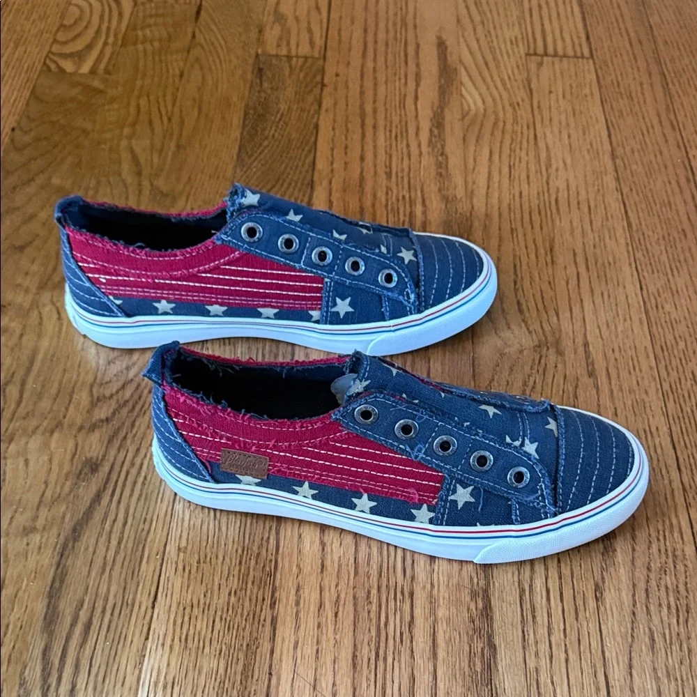 Blowfish Red and Navy Star Canvas Slip-On Sneakers